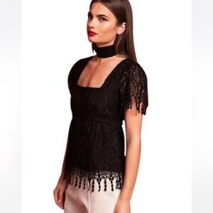 Stone Cold Fox Lapis Lace Top Heirloom Romantic Gothic Blouse in Black